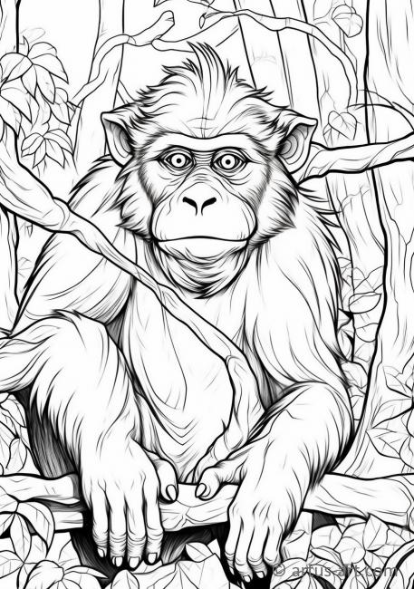Page de coloriage de macaque